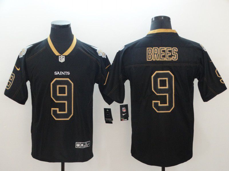 Men New Orleans Saints #9 Brees Black Nike Lights Out Black Color Rush Limited NFL Jerseys